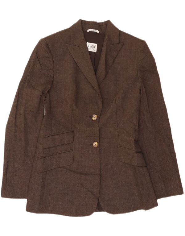 Gianfranco Ferre Chaqueta tipo blazer de 2 botones para mujer UK 42 Lana marrón medio