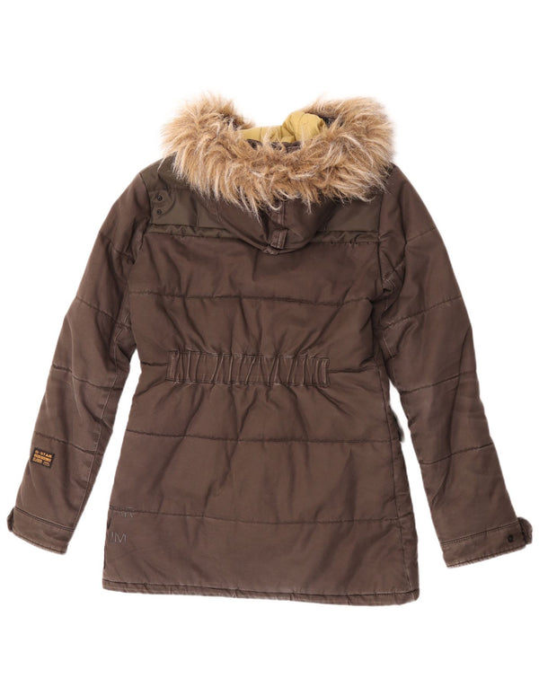 Chaqueta acolchada con capucha para mujer G-Star UK 44 Algodón marrón medio