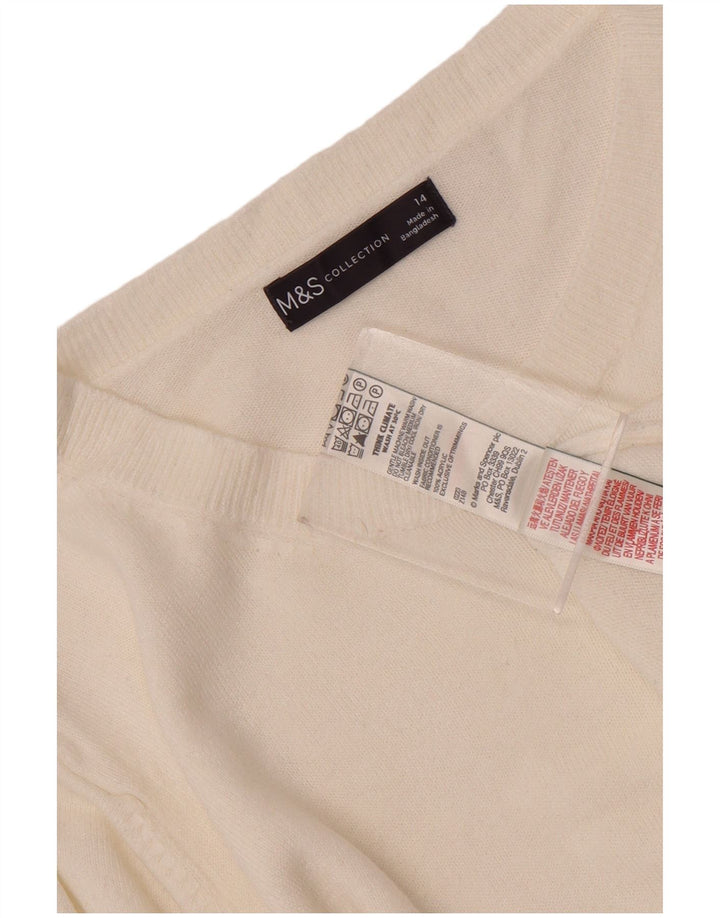 Marks & Spencer Suéter con Cuello Barco para Mujer UK 40 Acrílico Blanco Mediano
