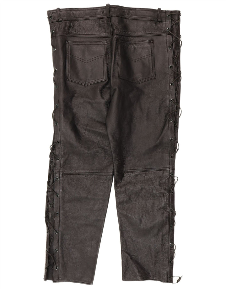 American Eagle Pantalones de cuero delgados para hombre W36 L30 Cuero negro