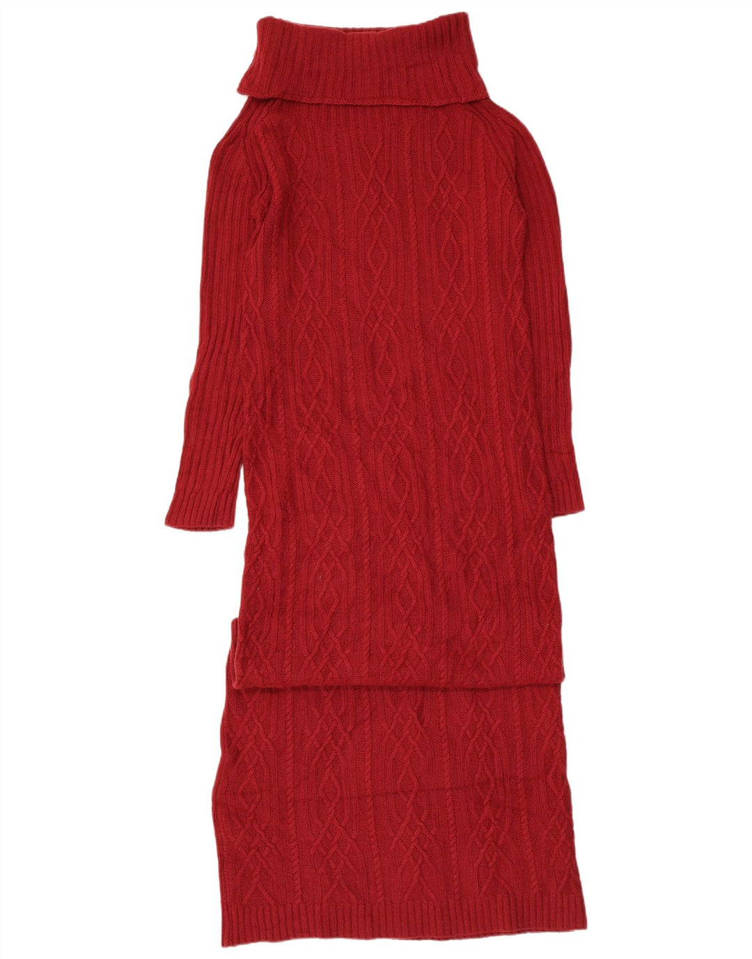 Simona Barbieri Vestido tipo jersey con cuello vuelto para mujer, conjunto doble, talla 44, talla M, color rojo