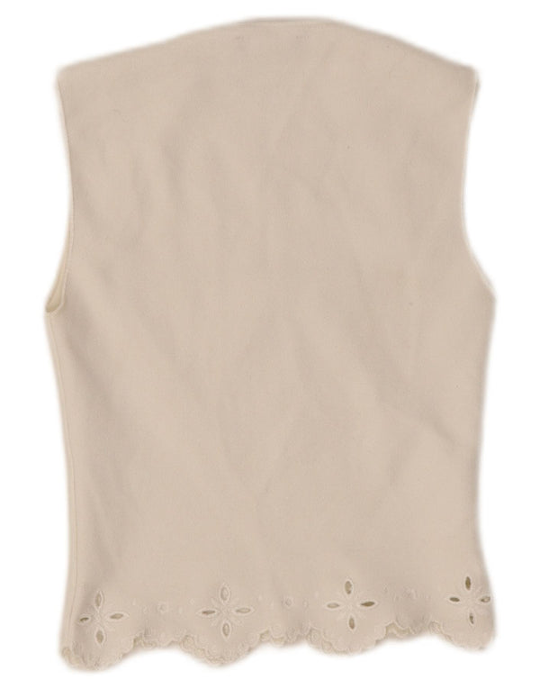 Zara Mujer Top Corto Sin Mangas UK 8 Small Blanco