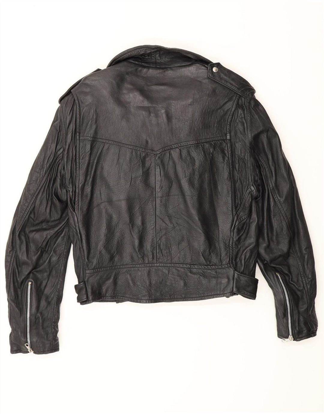 Chaqueta motera de cuero vintage para hombre UK 38 Medium Black