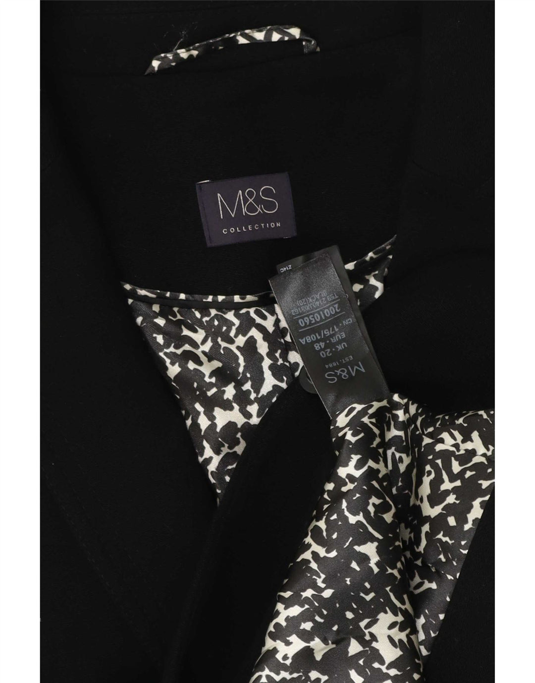 Marks & Spencer Chaqueta tipo blazer con 1 botón para mujer UK 20 2XL Poliéster negro