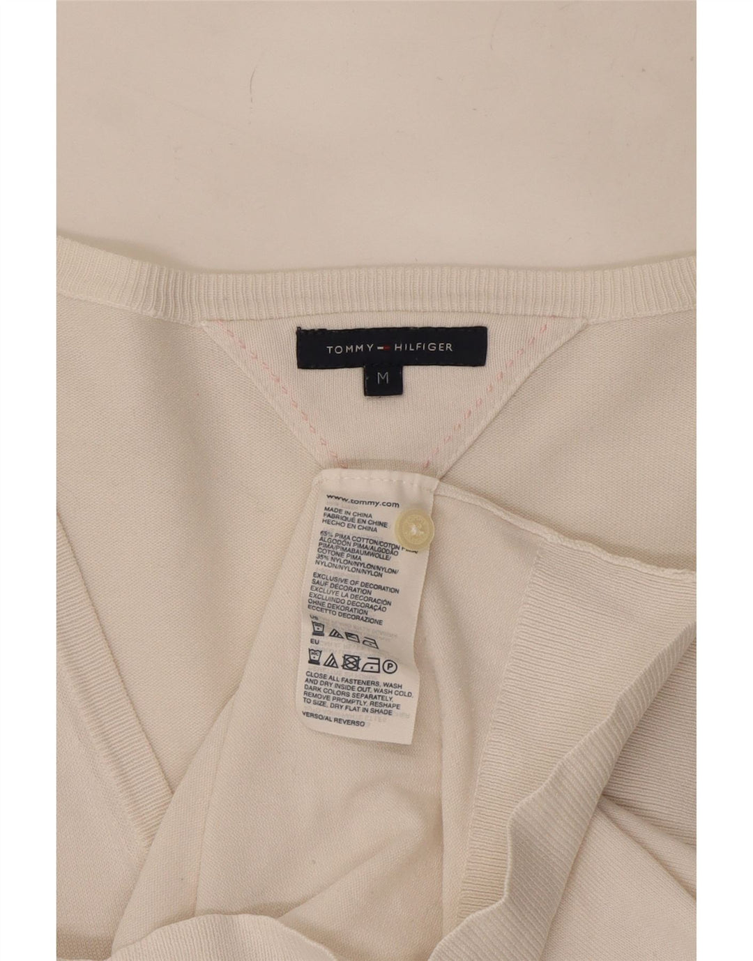 Tommy Hilfiger Suéter Cárdigan para Mujer Reino Unido 12 Algodón Blanco Mediano