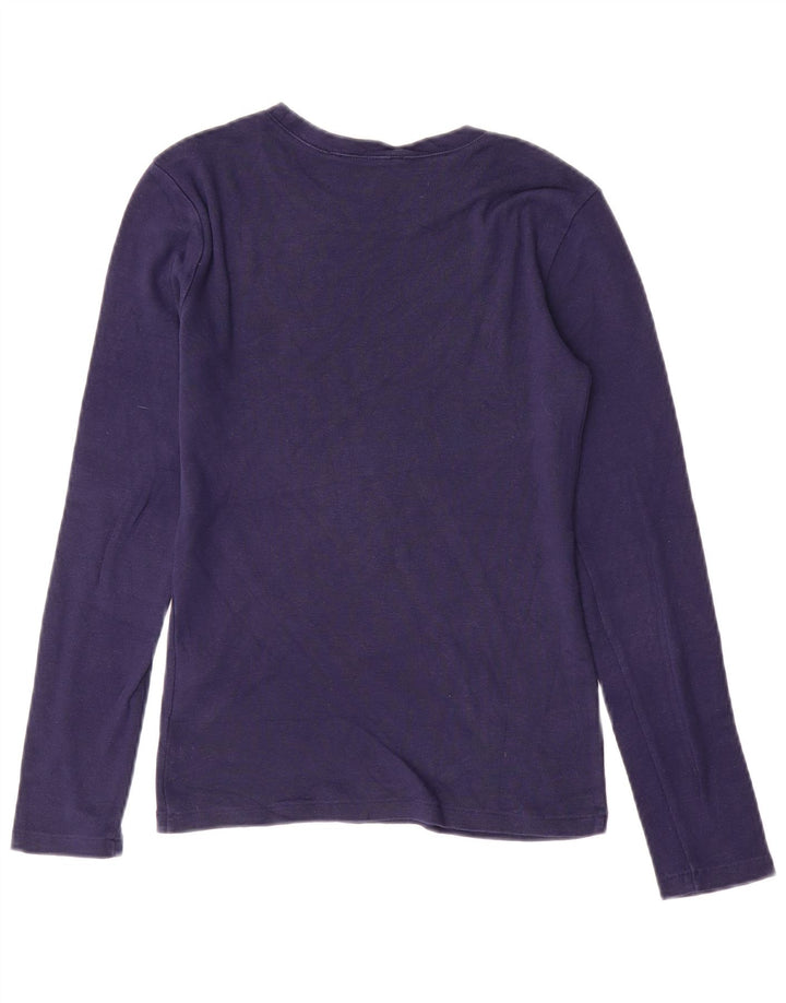 RALPH LAUREN Top Mujer Manga Larga UK 10 Pequeño Algodón Azul Marino