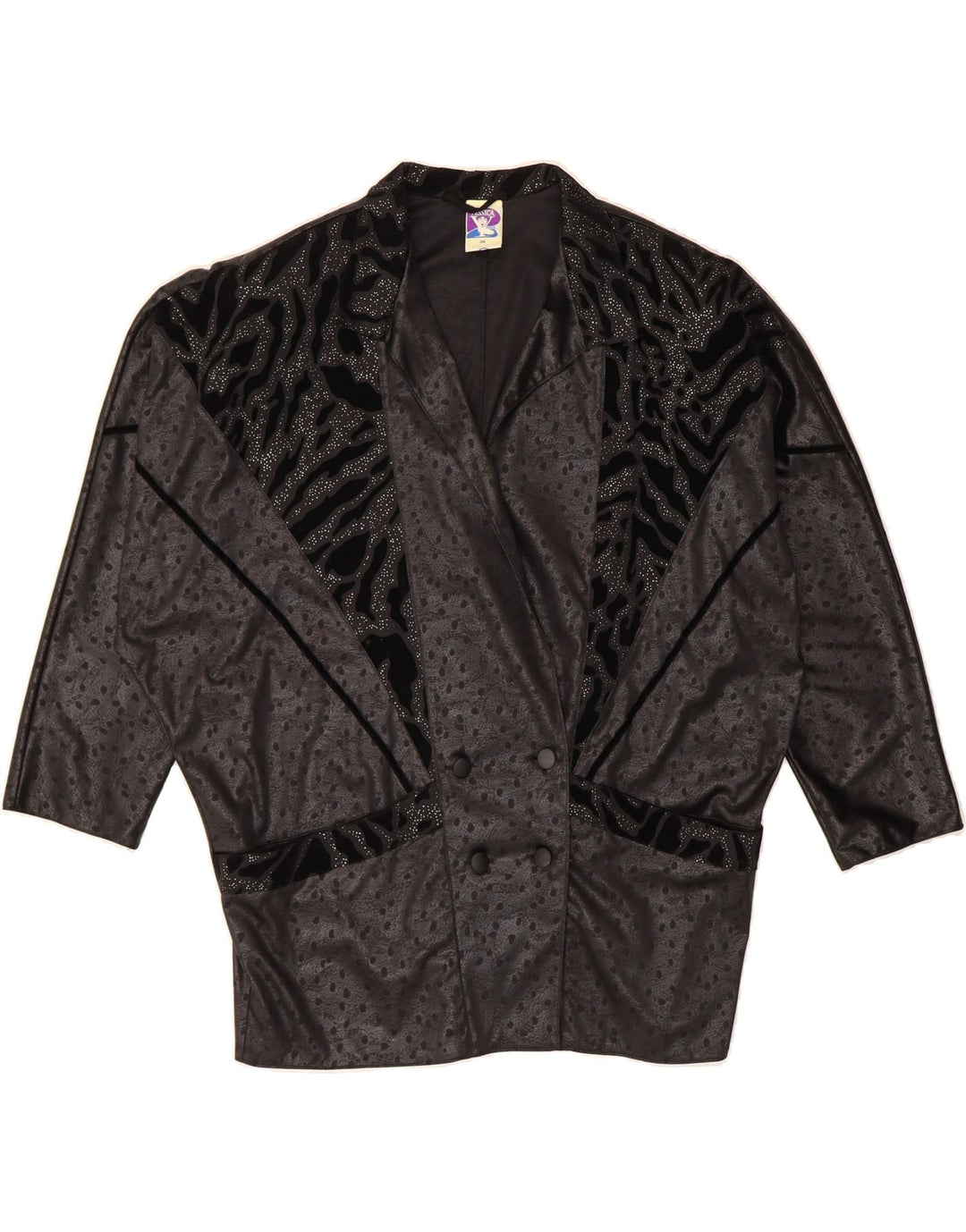 YESSICA Womens Oversized 3/4 Sleeve Blazer Jacket EU 38 Medium Black Vintage Yessica and Second-Hand Yessica from Messina Hembry 