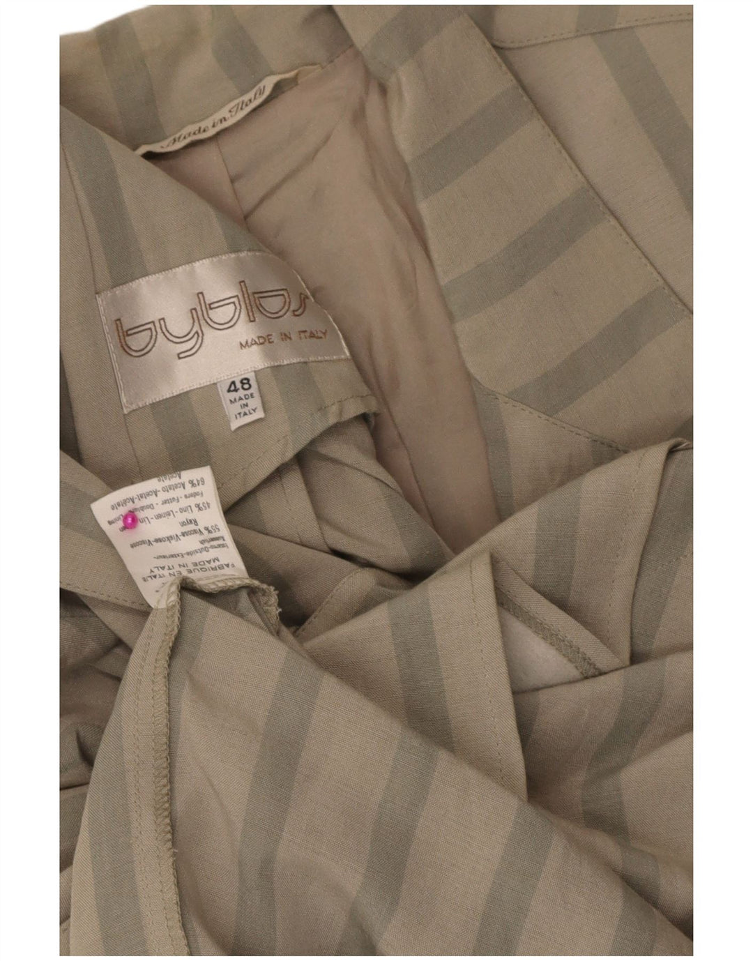 Byblos Chaqueta Blazer De 2 Botones Para Hombre IT 48 Viscosa A Rayas Gris Medio