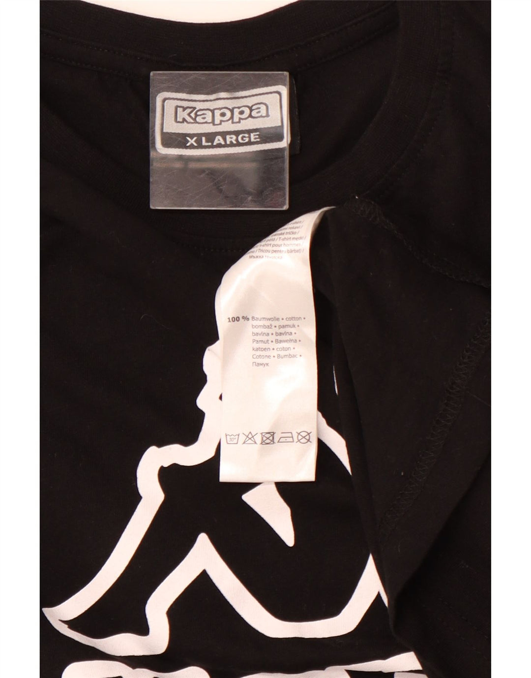 KAPPA Camiseta gráfica para hombre Top XL Algodón negro