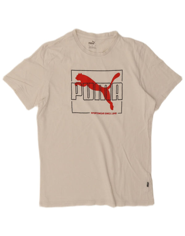 Puma Camiseta gráfica para hombre Top Small White Cotton