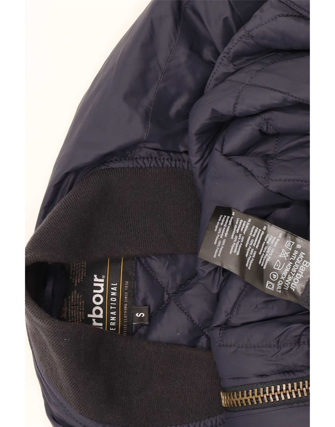 Barbour Chaqueta acolchada para hombre UK 36 Small Azul marino Colorblock Poliamida