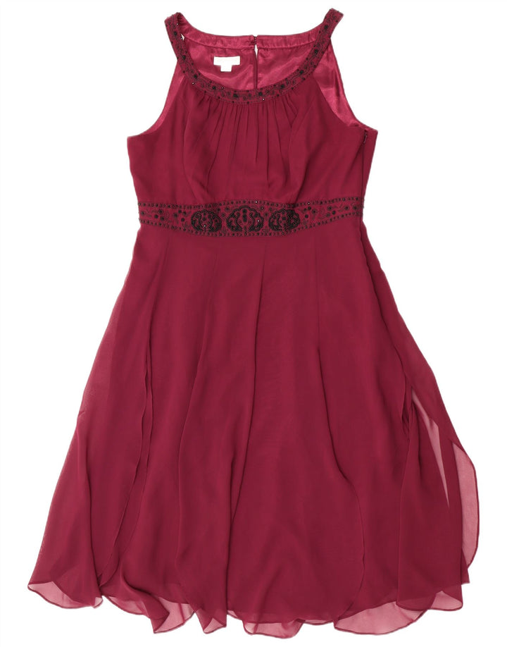 Monsoon Womens Sleeveless A-Line Dress UK 16 Large  Maroon Polyester