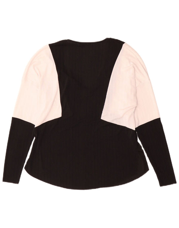 Zara Mujer Top Manga Larga UK 40 Small Negro Colorblock