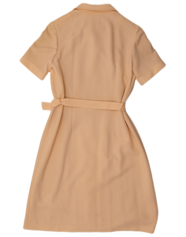 Vintage mujer polo vestido Reino Unido 12 medio beige