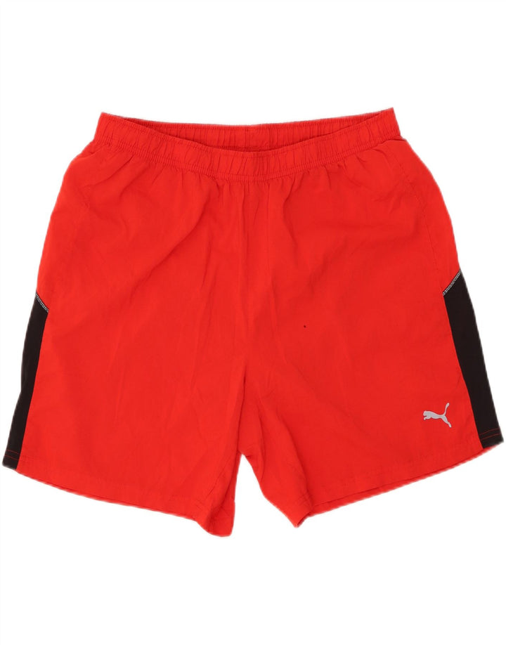 PUMA Pantalones cortos deportivos para hombre Poliéster color block rojo grande