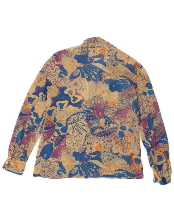 Vintage mujer camisa blusa Reino Unido 12 medio multicolor floral