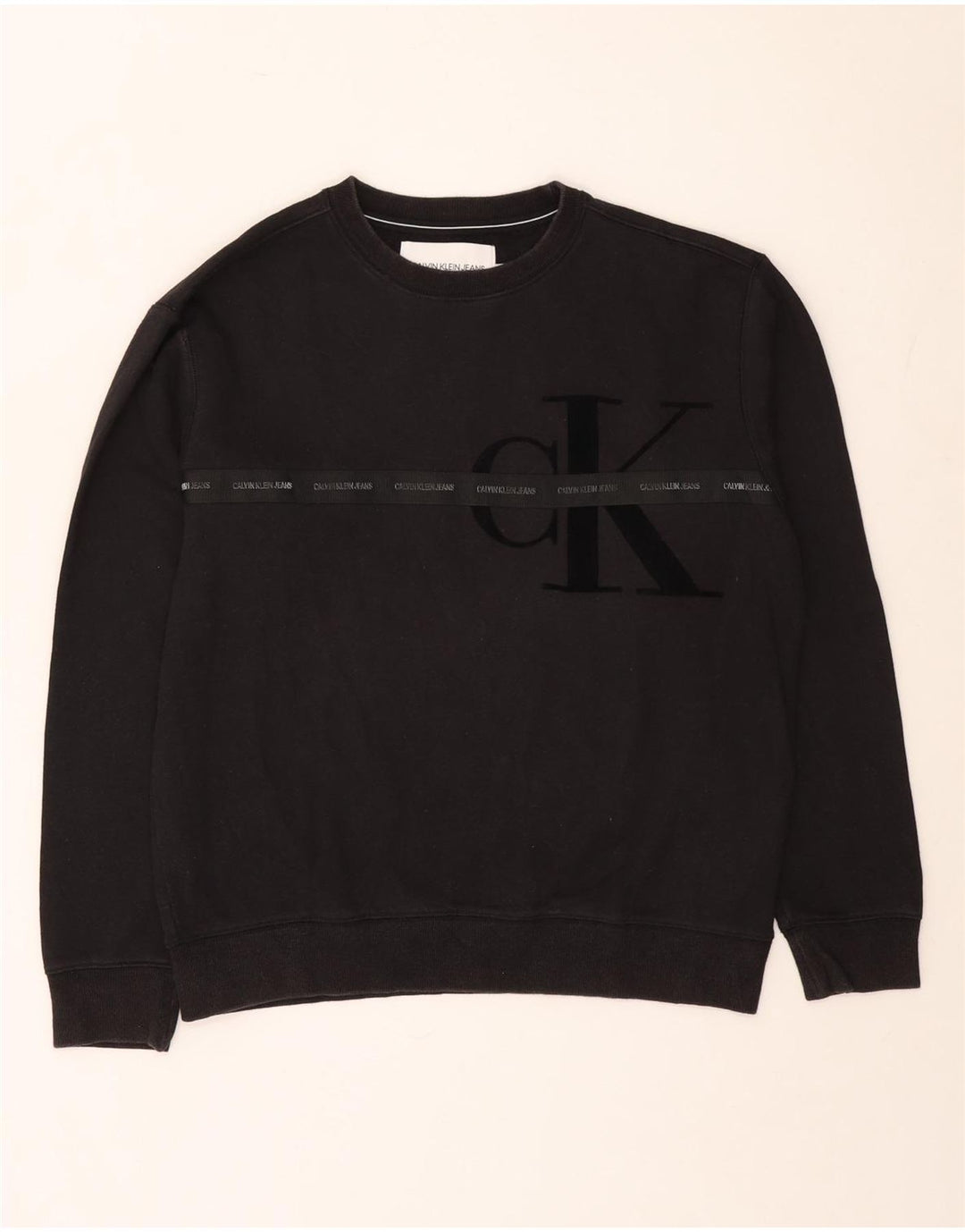 Calvin Klein Hombre Sudadera Gráfica Jumper Medium Algodón Negro