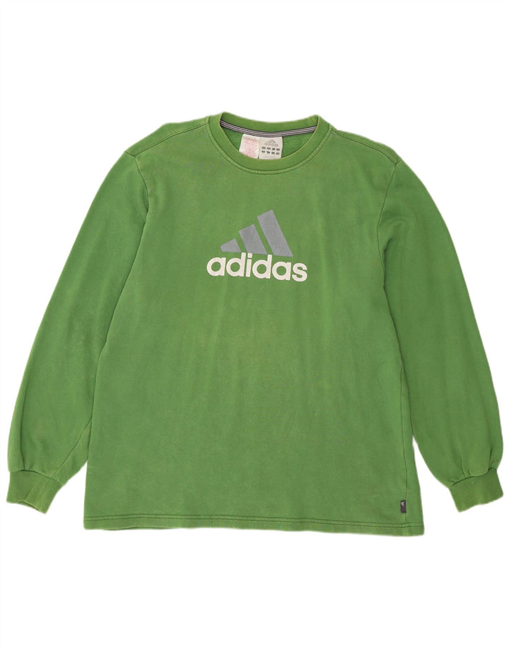 Adidas Boys Graphic Top Manga Larga 15-16 Años Verde Algodón