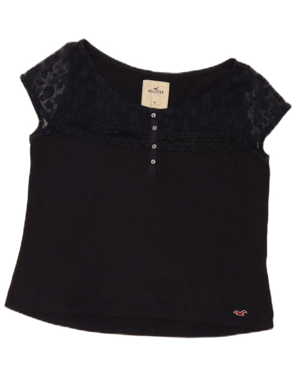 Blusa Hollister Mujer Top UK 40 Medio Azul Marino Floral