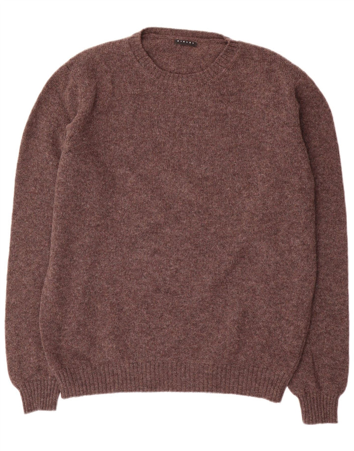 Sisley Jersey de cuello redondo para hombre, talla 2XL, lana marrón