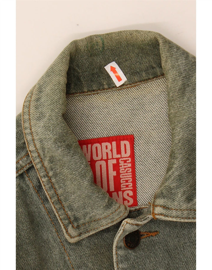 CASUCCI Mens Denim Jacket UK 36 Small Green Cotton