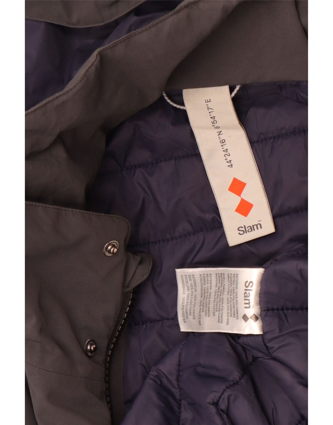 Slam Chaqueta acolchada con capucha para hombre ES 42 XL Poliamida gris