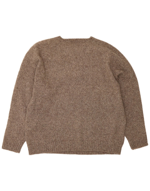 KAPPA Jersey de cuello redondo para hombre, talla 2XL, lana moteada marrón