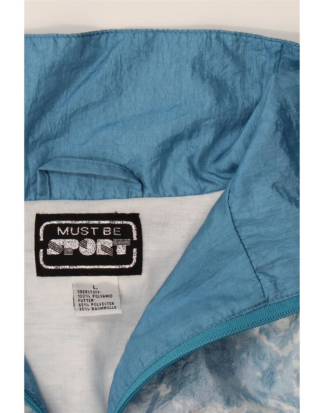 VINTAGE Mens Tracksuit Top Jacket Large Blue Colourblock Polyamide Vintage Vintage and Second-Hand Vintage from Messina Hembry 