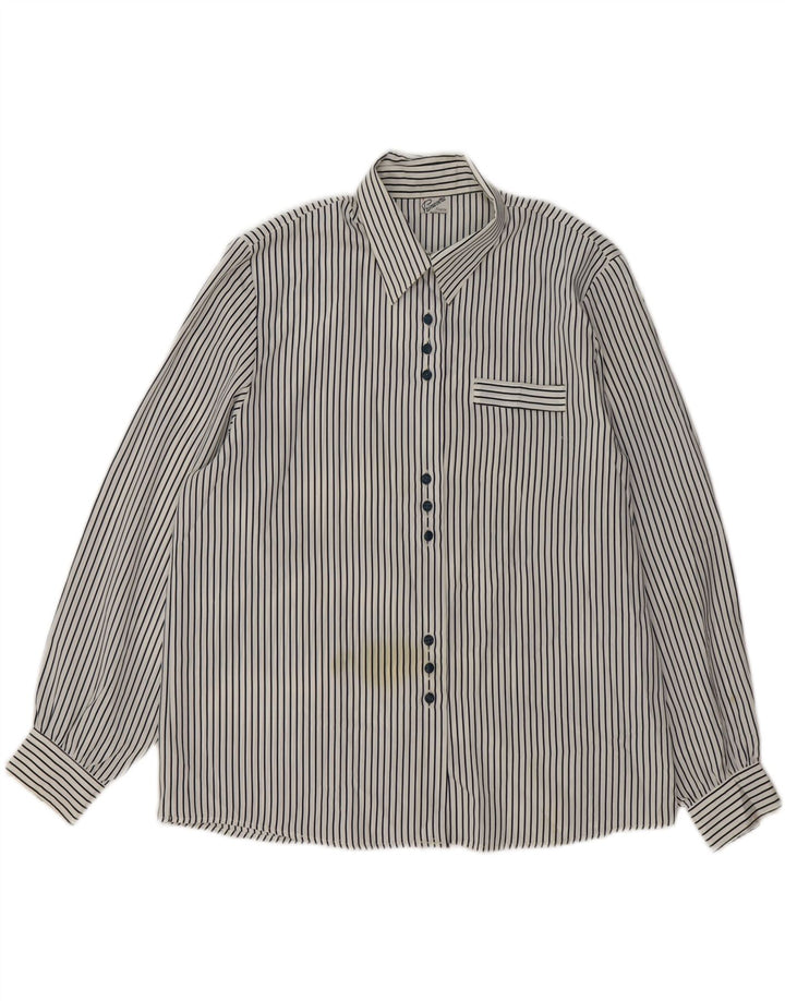 PRIMAVERA FIRENZE Womens Shirt UK 14 Large White Pinstripe Polyester