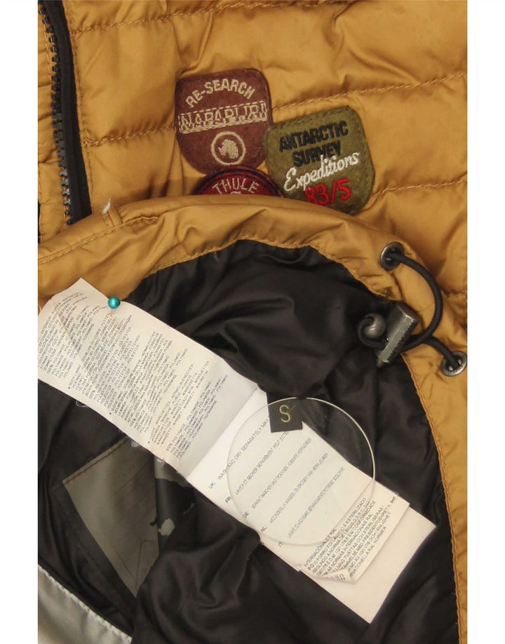 Napapijri Chaqueta acolchada con capucha para mujer UK 10 Small Gold Poliéster