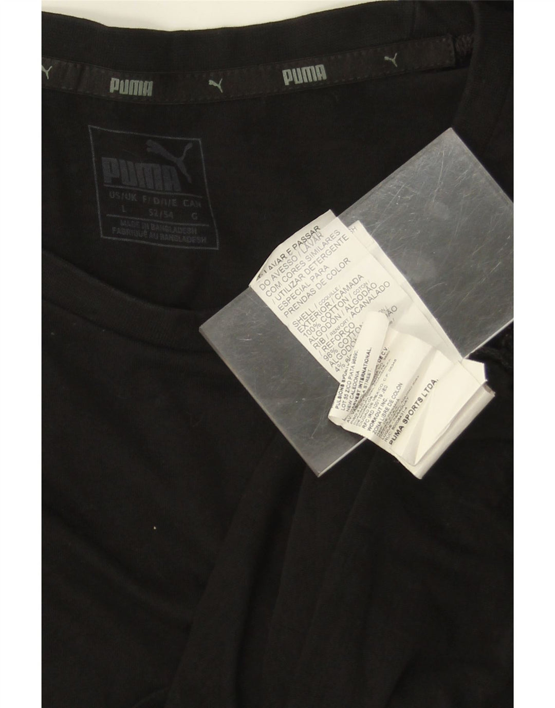 PUMA Top gráfico de manga larga para hombre, algodón negro grande