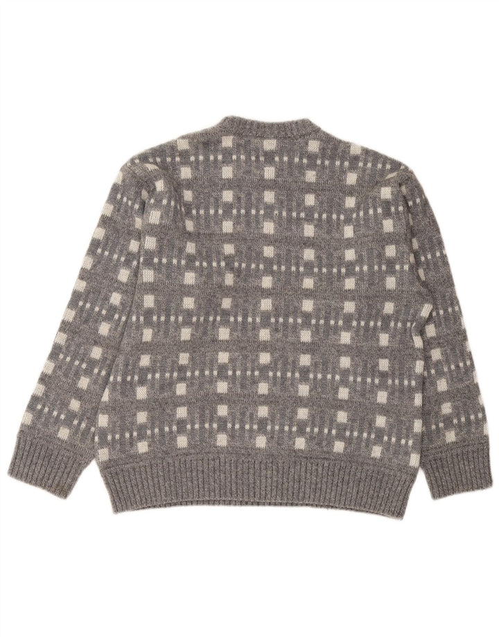 Rasica Hombre Cuello Redondo Jersey Jersey Grande Gris Geométrico
