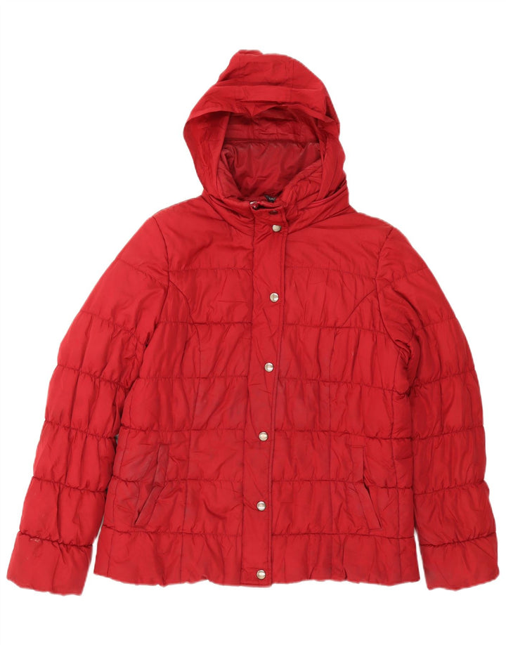Marks & Spencer Chaqueta acolchada con capucha para mujer UK 44 Poliéster rojo mediano