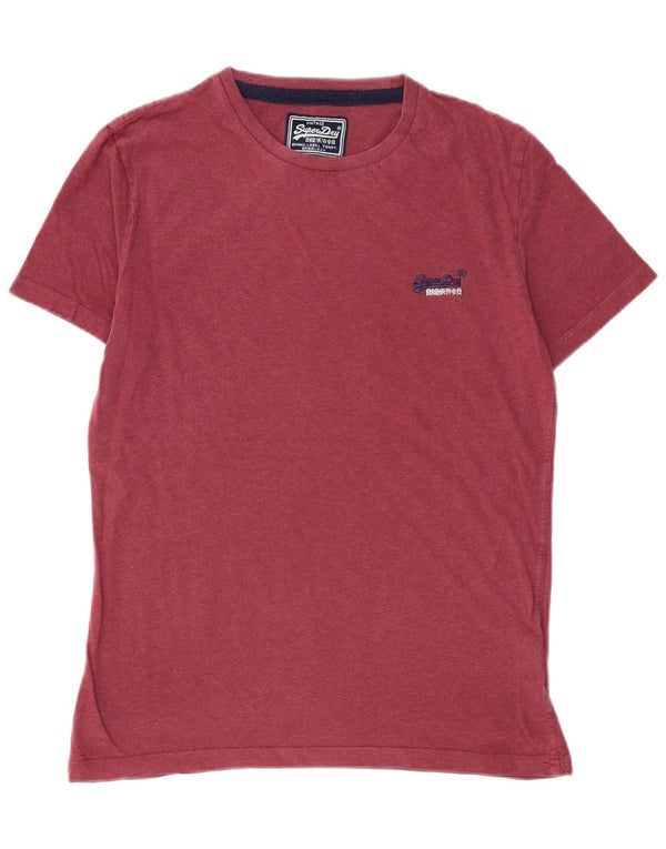 SUPERDRY Hombre Camiseta Top Medium Borgoña Algodón