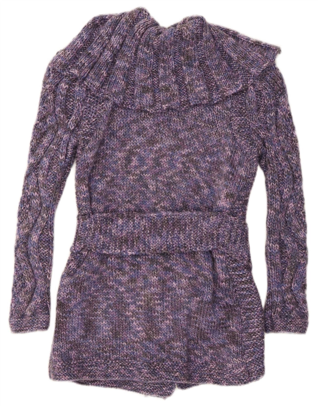 VINTAGE Mujer Cardigan Suéter Reino Unido 8 Pequeño Púrpura Flecked
