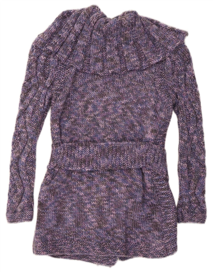 VINTAGE Mujer Cardigan Suéter Reino Unido 8 Pequeño Púrpura Flecked