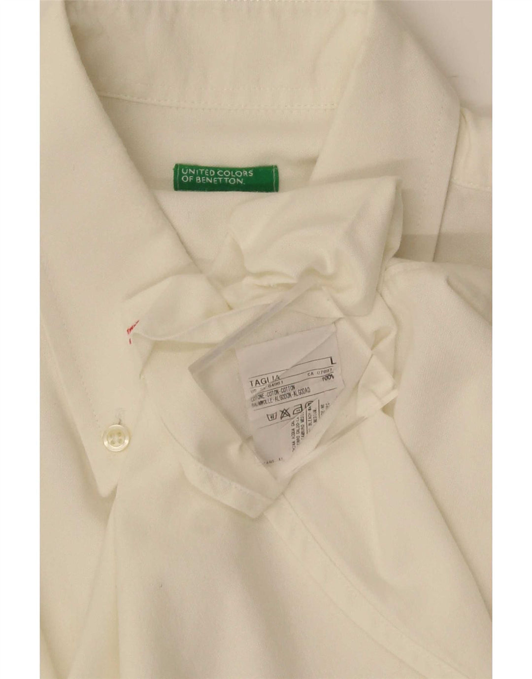 Camisa Benetton Hombre Grande Blanco Algodón