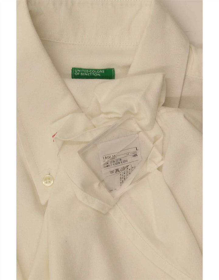 Camisa Benetton Hombre Grande Blanco Algodón