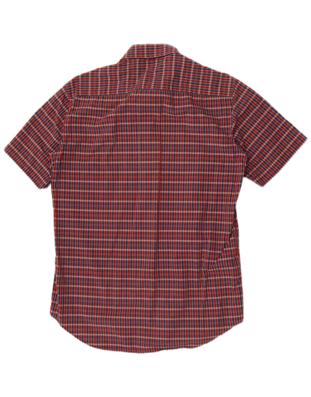 Camisa Carrera Hombre Manga Corta Algodón Cuadros Rojo Mediano