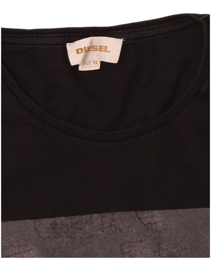 Diesel Hombre Camiseta Gráfica Top XL Negro