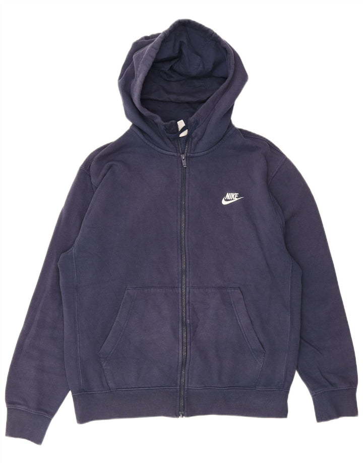 NIKE Sudadera con capucha y cremallera para hombre, algodón azul marino mediano