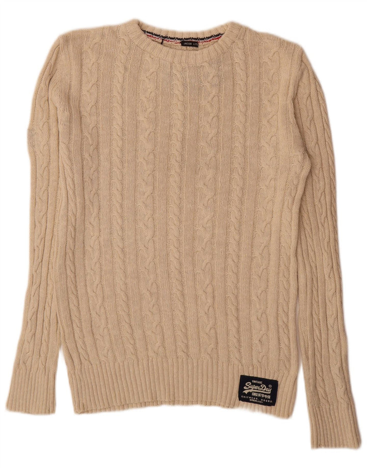 Superdry Jersey De Cuello Redondo Para Hombre Jersey De Algodón Beige Pequeño