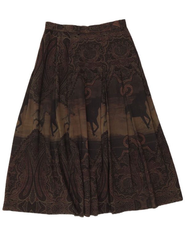 Vintage mujer cintura alta falda acampanada IT 46 grande W28 verde Paisley