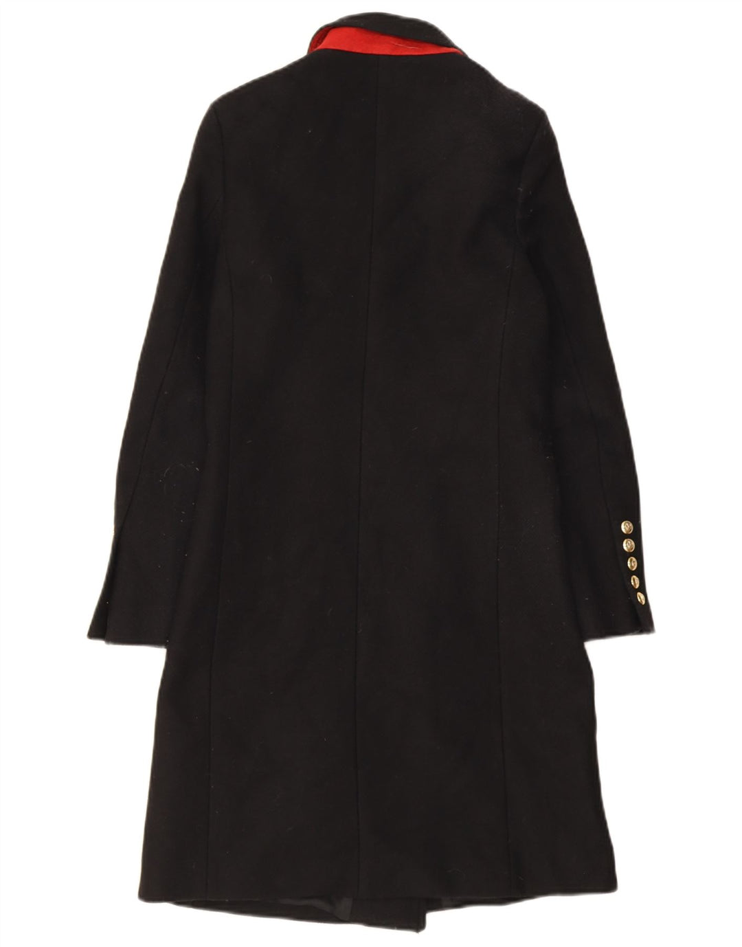 Zara Mujer Abrigo Cruzado UK 6 XS Poliéster Negro