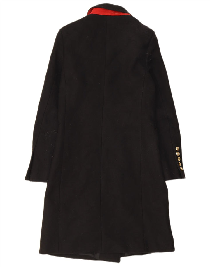 Zara Mujer Abrigo Cruzado UK 6 XS Poliéster Negro