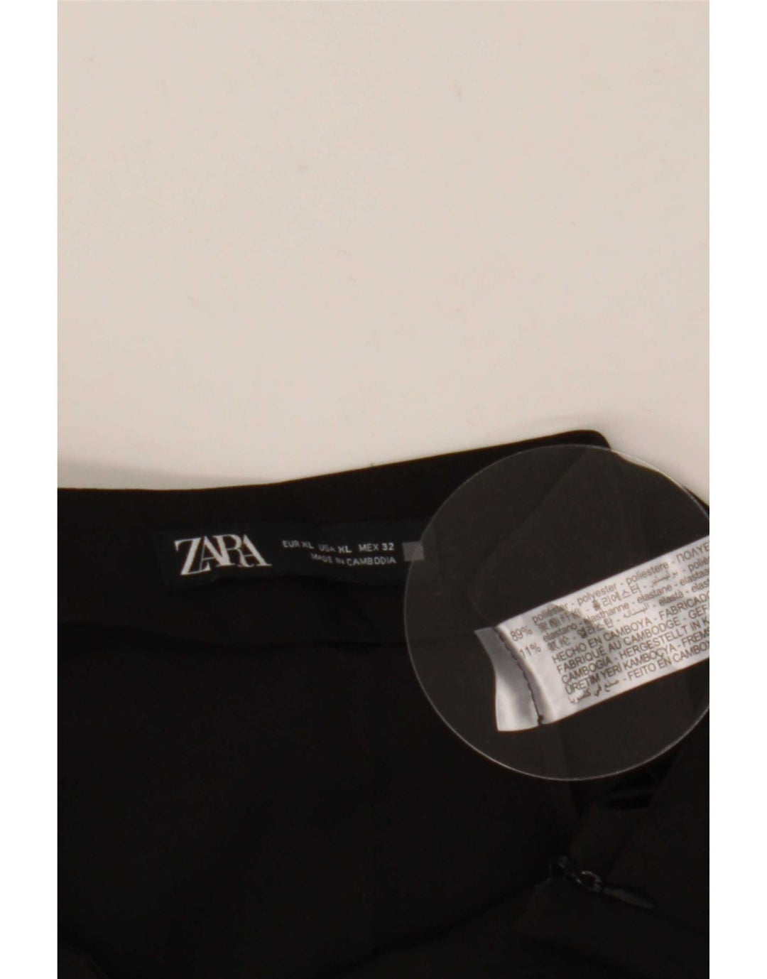 Zara Mujer Falda Pantalón XL W32 Negro Poliéster