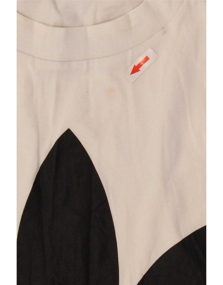 Adidas Mujer Gráfico Chaleco Top Reino Unido 12 Medio Blanco Algodón