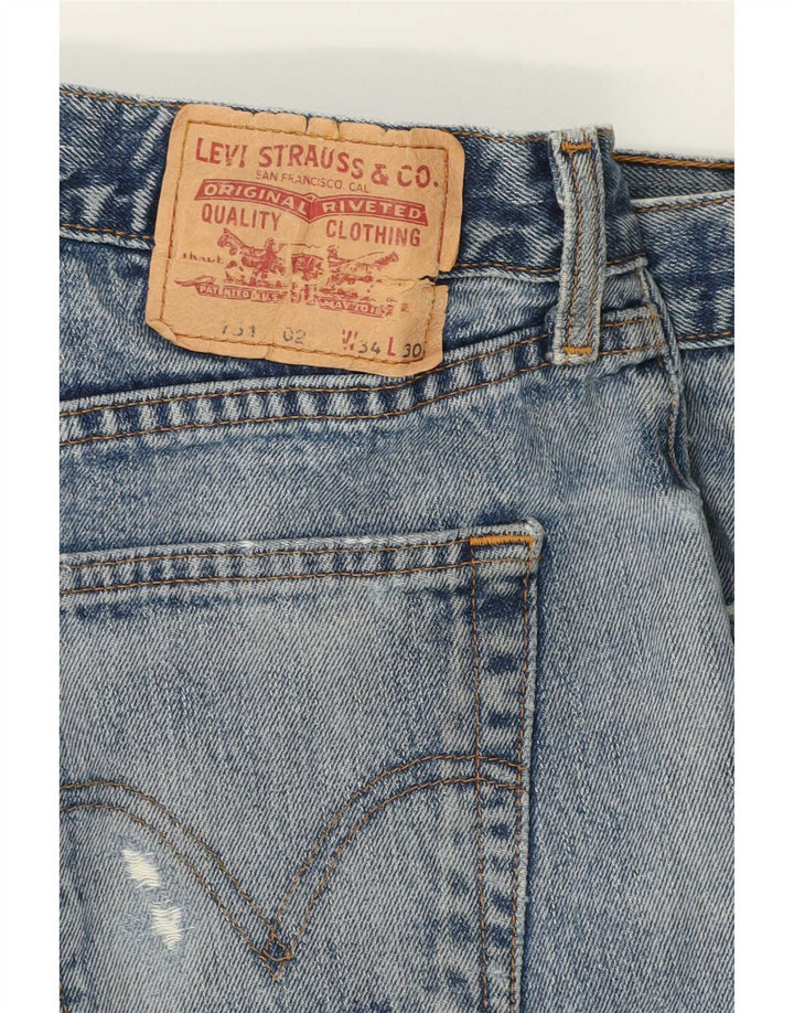 Levi's Mens 751 pantalones cortos de mezclilla desgastados W34 azul grande