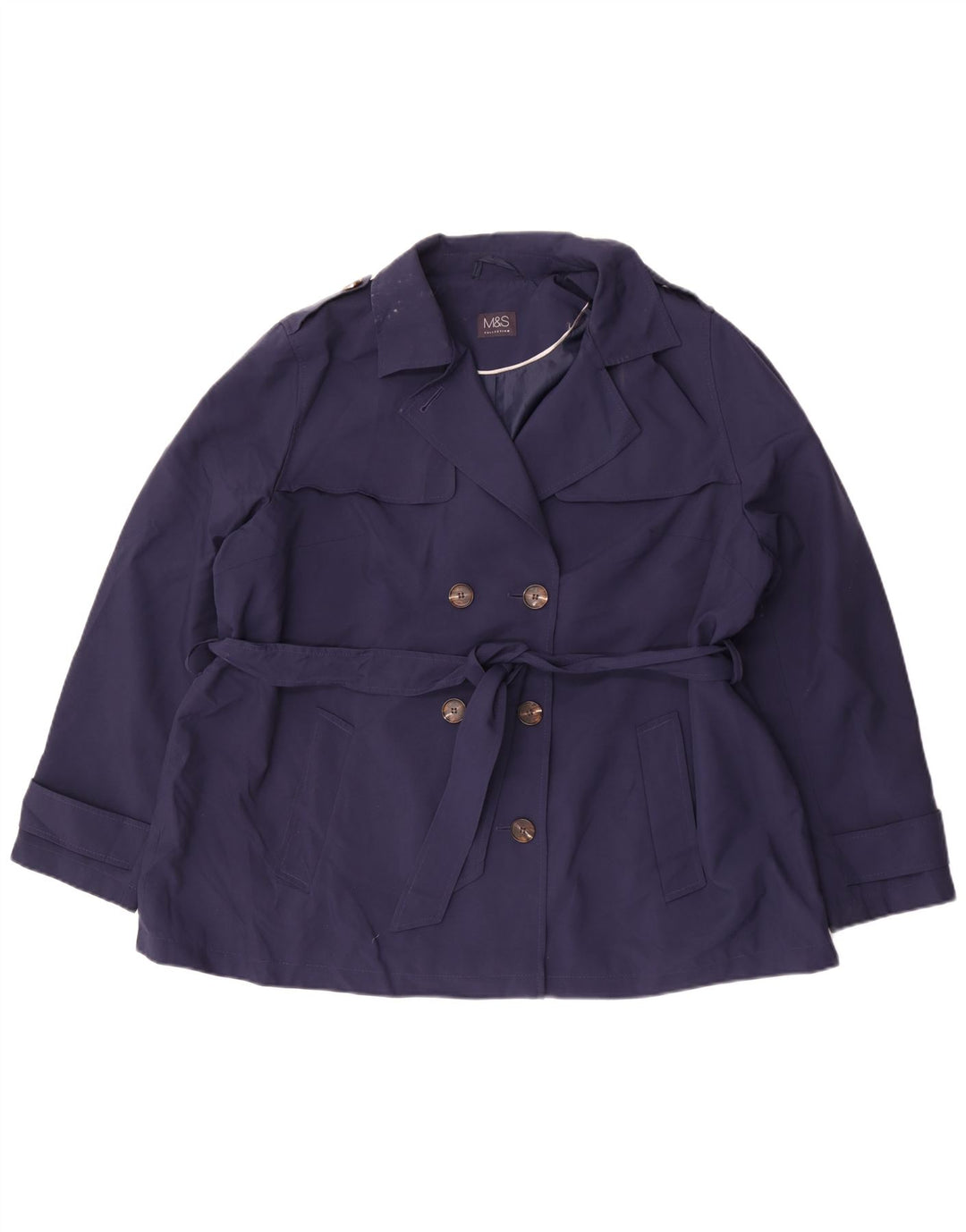 Marks & Spencer Gabardina corta para mujer UK 22 3XL Poliéster azul marino