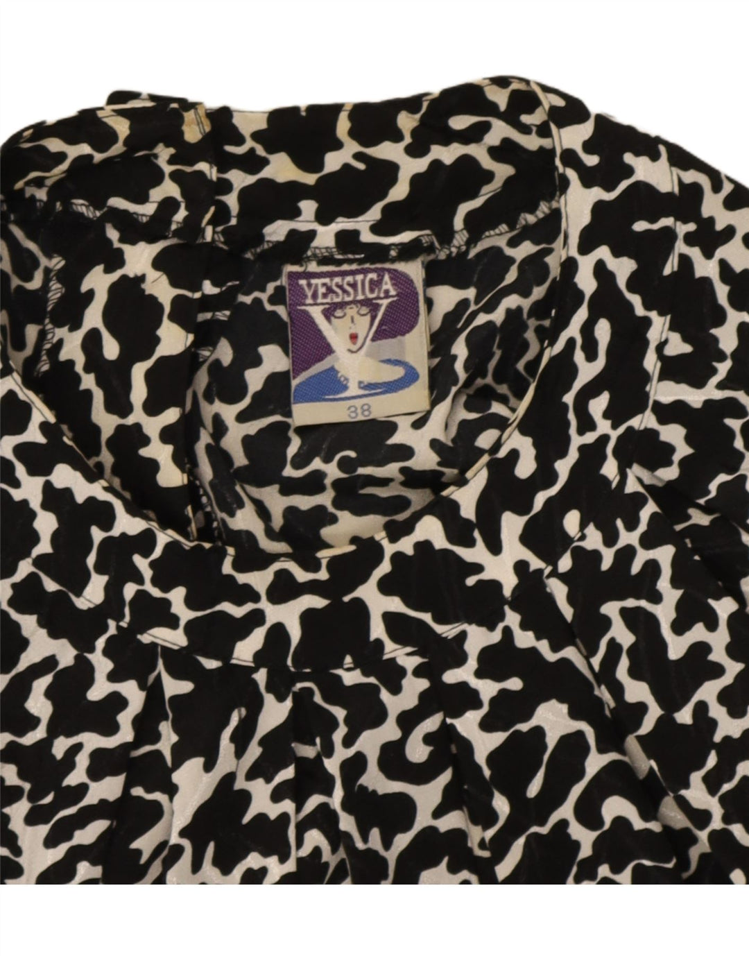 Blusa corta para mujer Yessica Top EU 38 Medio Negro Estampado animal Poliéster